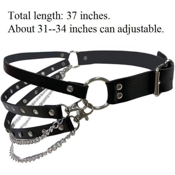 Punk Belts O-Rings Chains Goth Rock Steampunk Style Garters Strap for Women - Picture 5 of 6
